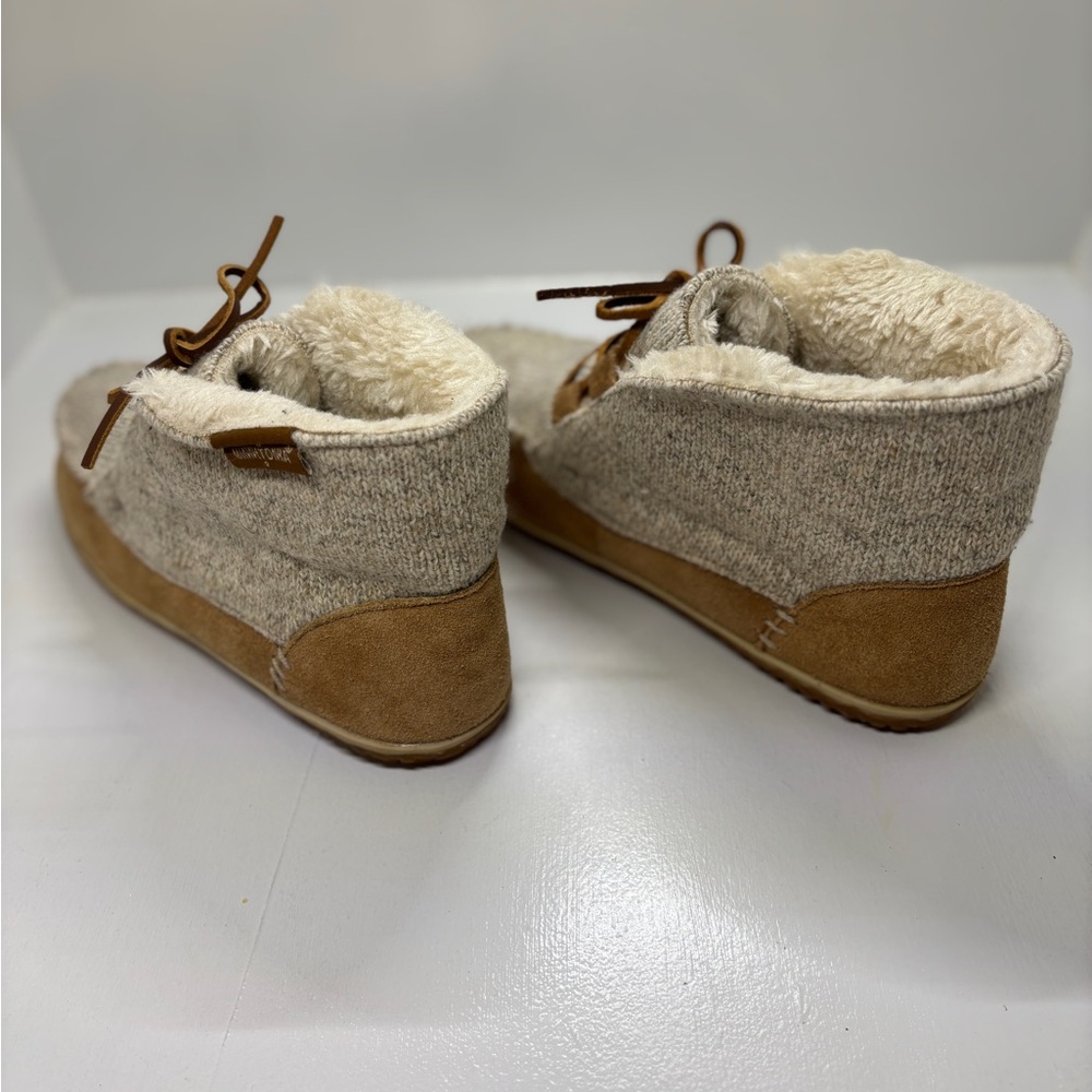 Minnetonka Torrey Slipper Booties tan and cream men’s size 10 - Picture 4 of 11
